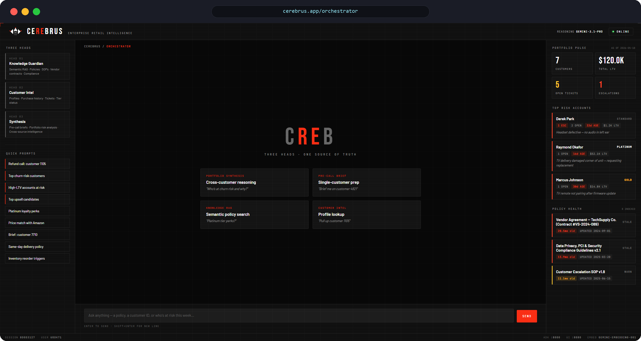 CeREbrus intelligence dashboard